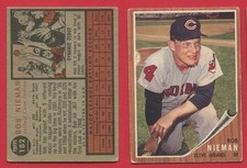 1962 Topps Baseball ~~~ BOB NIEMAN ~~~ No. 182 ~~~ FREE S/H
