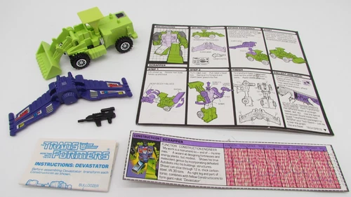 Vtg G1 Transformers Scrapper Devastator Complete w/ Instructions & Cardback