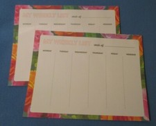 LOT of 2 - UNDATED PINK  Orange ROSEs WEEKLY PLANNER PAD - 30 Sheets 9.75X7.5"