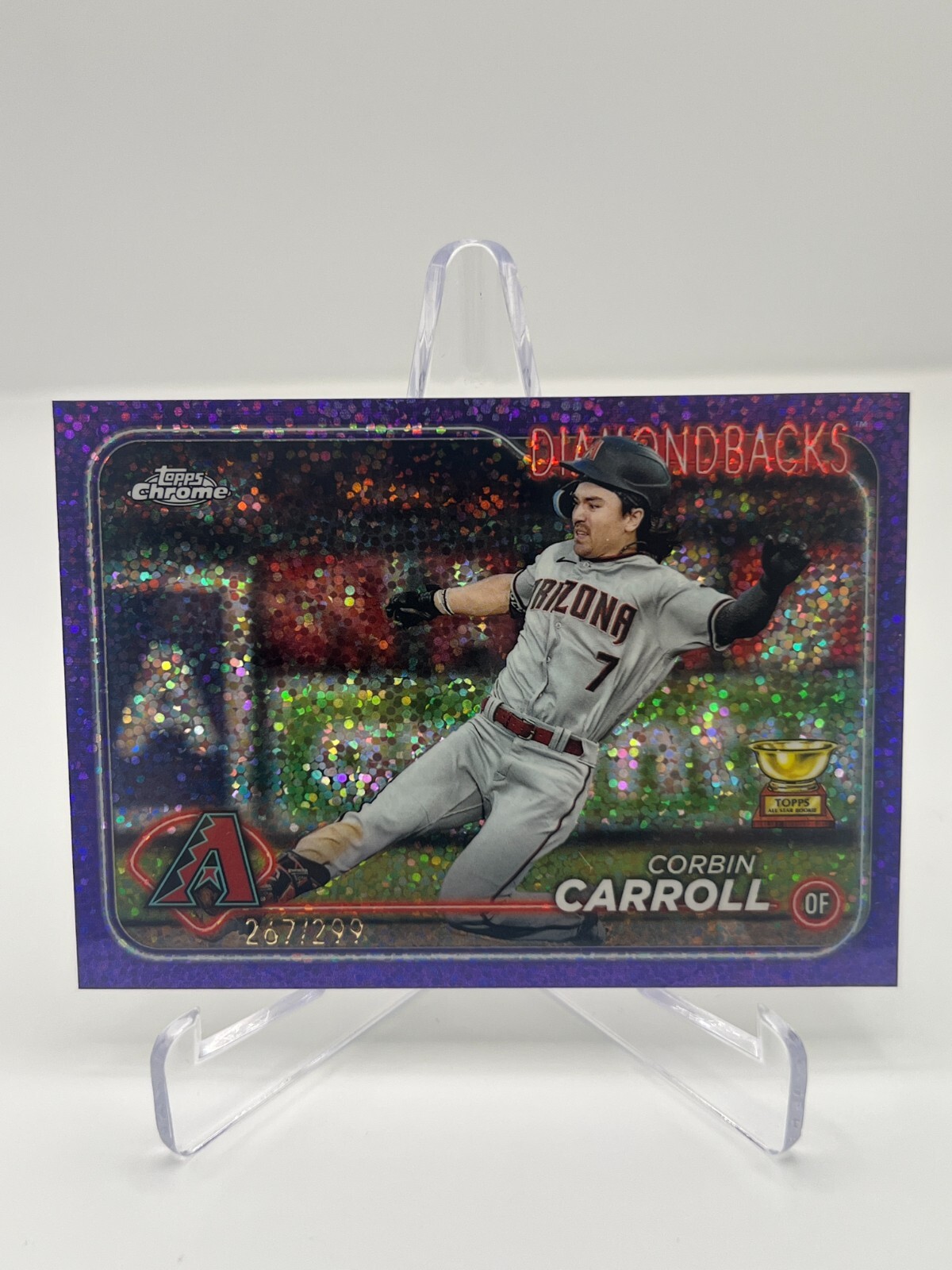 2024 TOPPS CHROME CORBIN CARROLL 267/299 PURPLE SPECKLE REFRACTOR NO. 267 DBACKS