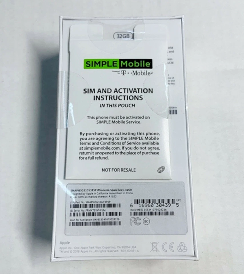 SEALED NEW Apple iPhone 6s Retina HD Display 32GB Space Gray for Simple Mobile - Image 2 of 4
