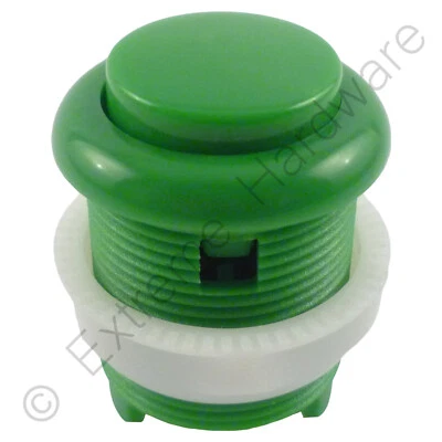 EXTREME HARDWARE Green Leaf Style 28mm Round Convex Arcade Button & Microswitch - MAME, JAMMA