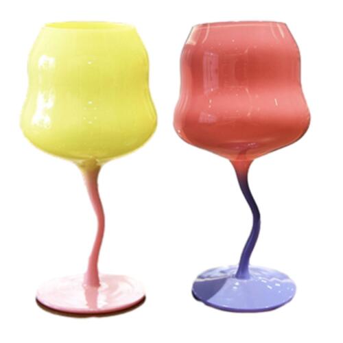 Wine Glass Colored Glassware Drinking Cup Stemmed Glass Cups Drinkware Cocktail - Picture 1 of 15