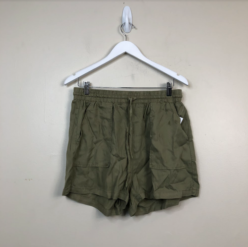 Hafer Damen Tencel Kordelzug hohe Taille Bündchen Shorts dunkelgrün XL. 49 $ Neu mit Etikett - Bild 2 von 3