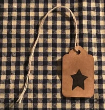 100 XSMALL STAR Coffee Stained Primitive Antique Store Price Gift Hang Tags Lot