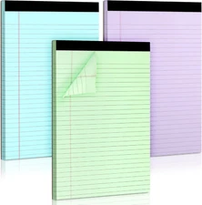 Colored Legal Pads, 3 Pack Writing Pads 8.5 x 11 inch, Micro Perforated Noteb...