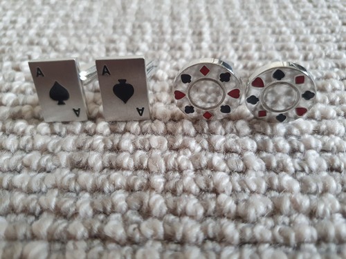 Ace Of Spades & 4 Suite Poker Cufflinks