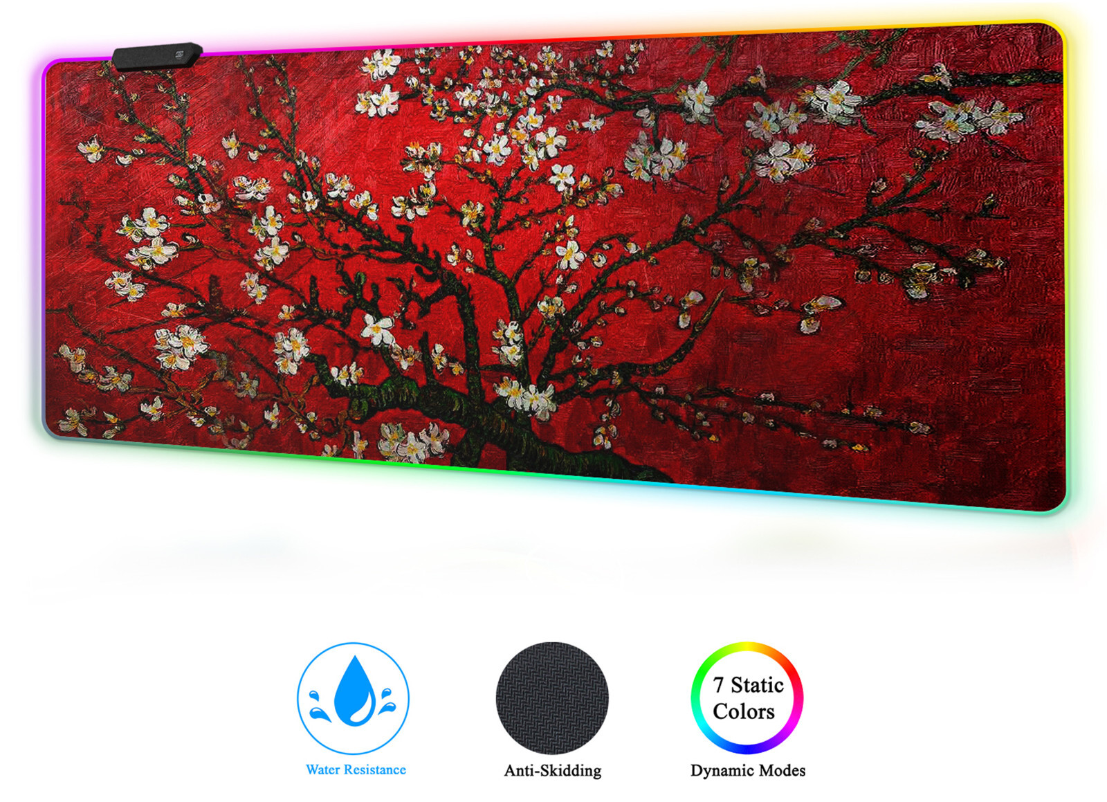 Large RGB LED Gaming Mouse Pad with Cool Design - 31.5x11.8 Inch Desk Mat