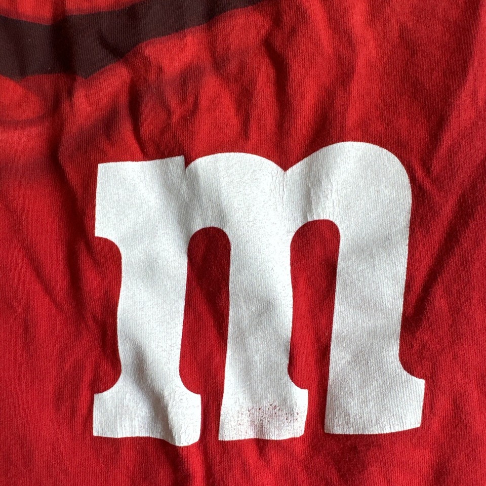 Youth Size Medium M M&M Chocolates AOP Vintage Y2K Short Sleeve Red T