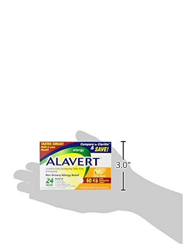 Alavert Allergy Relief 24 Hour Non Drowsy Tablets Citrus Flavor 60 Count - Picture 6 of 8