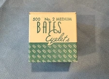 black Vintage Bates Brass Eyelets NO. 2 Medium - new in box, 500 count