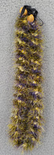 LEI BRAIDED FUZZY PURPLE YELLOW-GREEN CREAM WITH RIBBON BROWN KUKUI NUTS NWOT