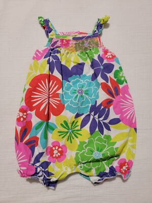 Carter's Multiple Color Floral Tank Romper 9 Months