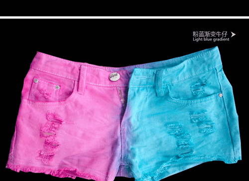 Pantalones Cortos Jeans Sexy Denim Estilo Callejero Color Arco Iris Tie Dye Verano Para Mujer Y2K - Imagen 6 de 11