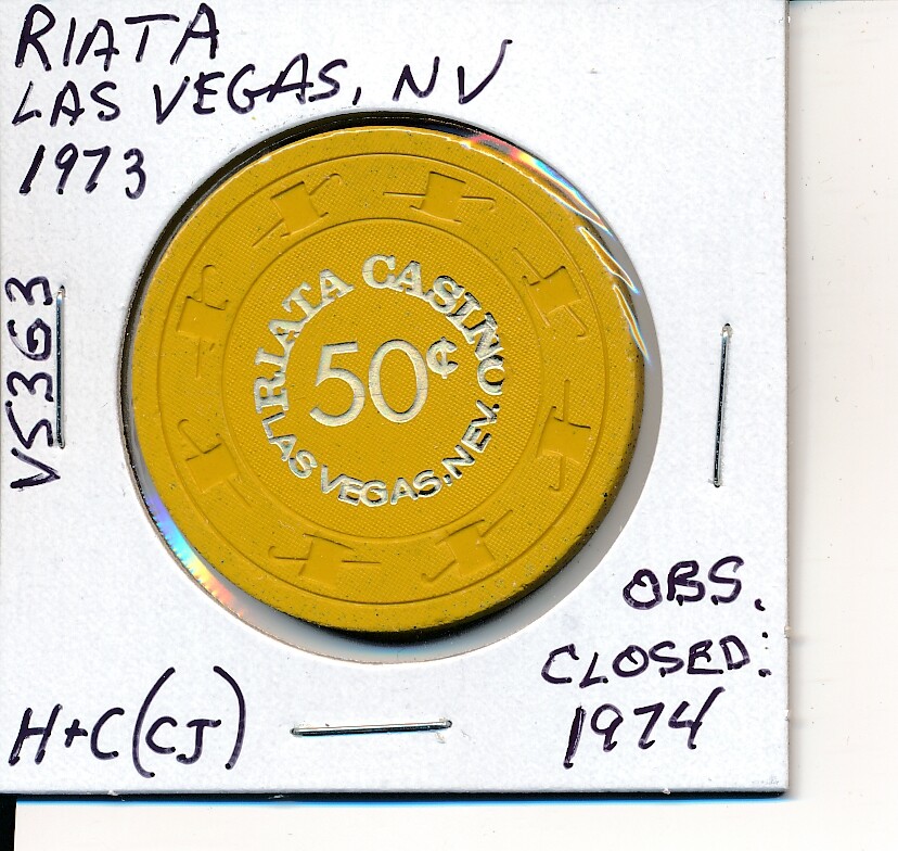50 CASINO CHIP -RIATA LAS VEGAS NV 1973 H&C(CJ) #V5363 OBS 50 CASINO CHIP -RIATA LAS VEGAS NV 1973 H&C(CJ) #V5363 OBS