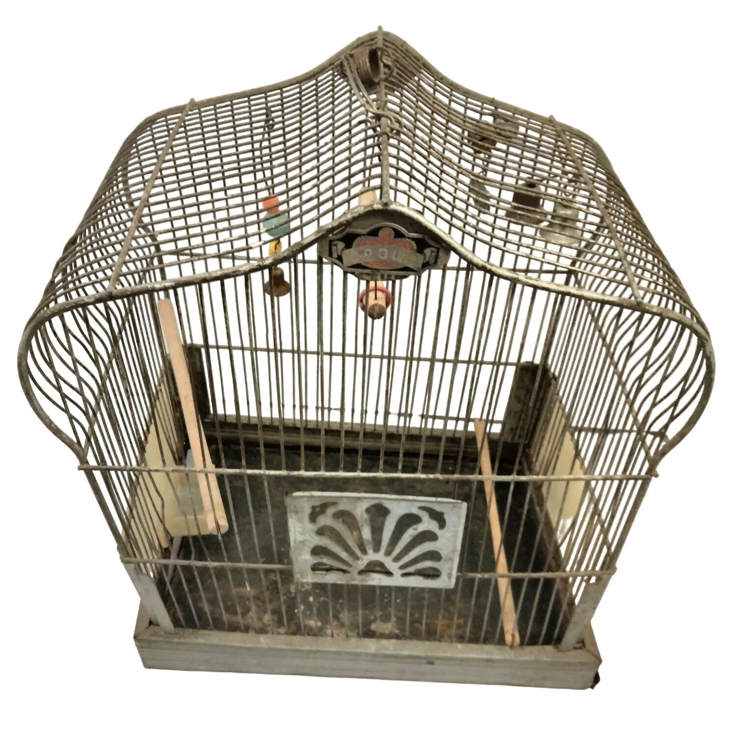 Crown Metal Bird Cage Antique Distressed Shabby Swing Decorative Door