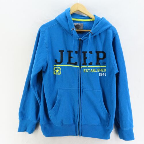 Jeep Hoodie Jumper Mens Adults Size XS Blue Long Sleeve Full Zip Casual - Picture 1 of 9