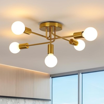 Sputnik Deckenleuchte 5 armig gold Kronleuchter modern industrial Vintage HAUSPRO