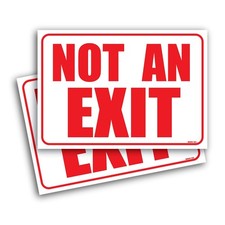  2 Pack Not an Exit Signs for Business 10"x7" Self Adhesive No Exit Sign for...