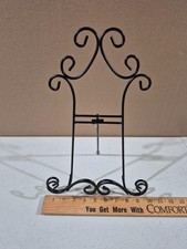 Black Metal Easel Picture Frame Display Stand with Scroll design, 15"H x 10" W