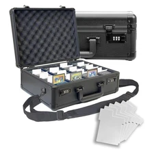 Portable Trading Card Storage Case 4 Slot Graded Card Holder w/ Foam Protection