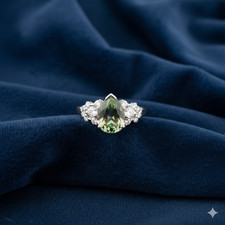 Genuine Green Amethyst Sterling Silver Valentines Band Minimalist Ring Jewelry