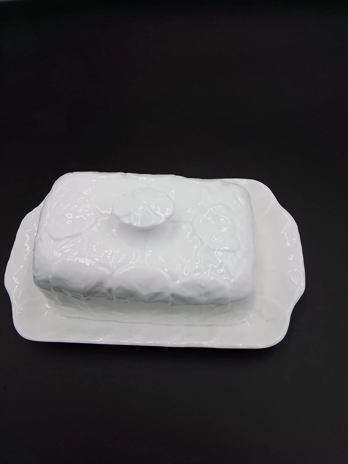 Coalport Bone China Butter Dish White Patterned Lid - Z#1108
