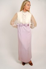 60s Formal Bow Dress M purple vintage medium edwardian victorian retro evening