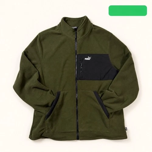 Puma Olive Green Full-Zip Fleece Jacket XL - product listing photo