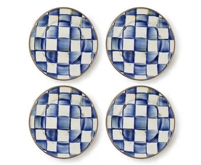 Mackenzie Childs Royal Check Appetizer Plates Set Of 4- Each 5  Dia