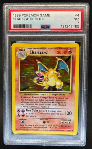 1999 Pokemon Unlimited Charizard Rare Holo #4/102 PSA 7