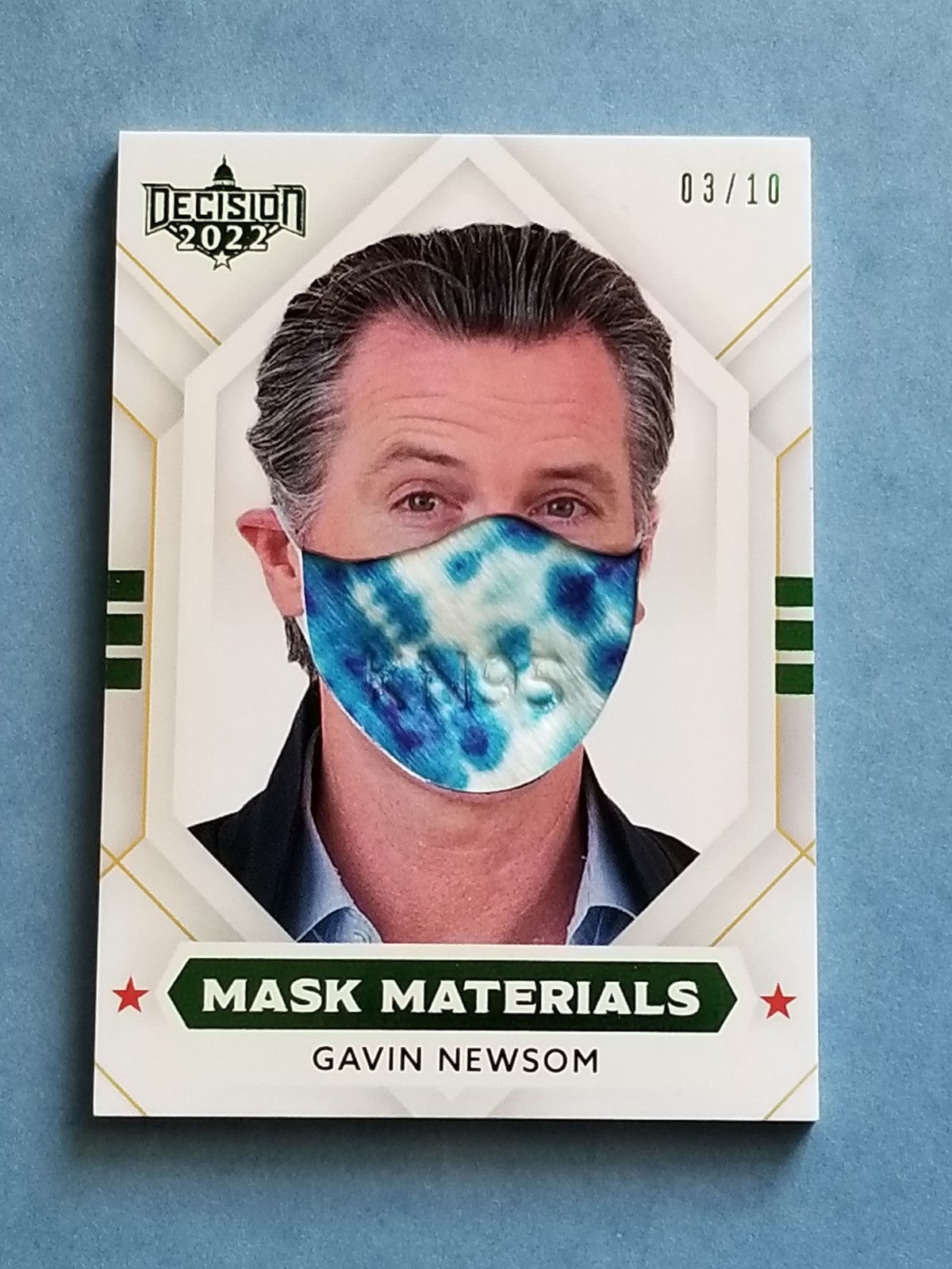 Gavin Newsom 2023 Decision Update Mask Materials #31MM Emerald Green Foil 3/10