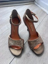 Neo Tango Argentine Tango leather dance shoes, Gold 4  heels,