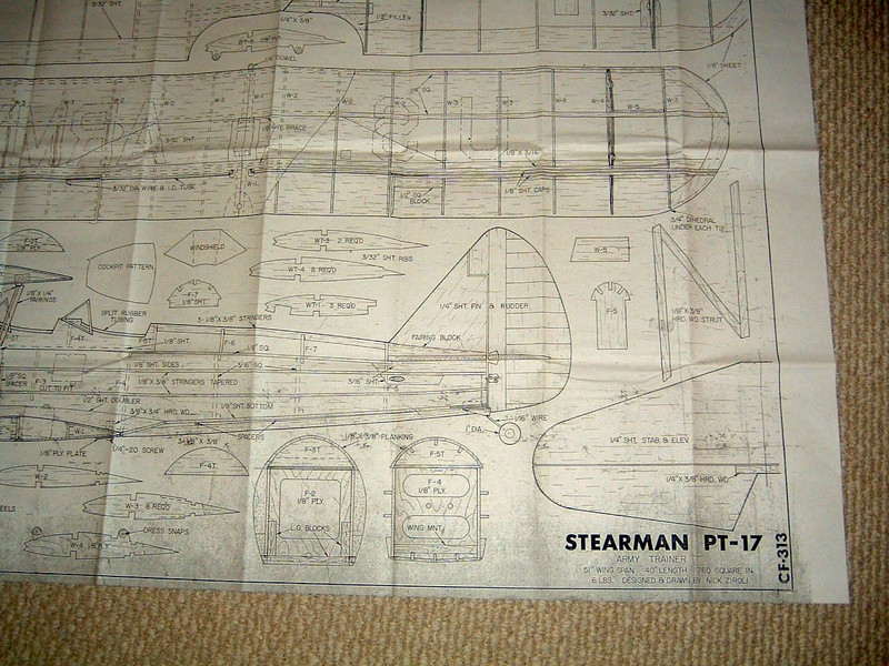 Boeing Stearman PT-17 Biplane 51" WS PRINTED RC AIRPLANE MODEL PLANS TEMPLATES