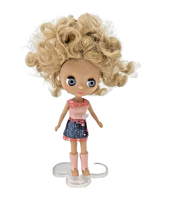 Blythe Littlest Pet Shop LPS Doll b17 Blonde Cowgirl Boots Stand 2010 Big Eyes