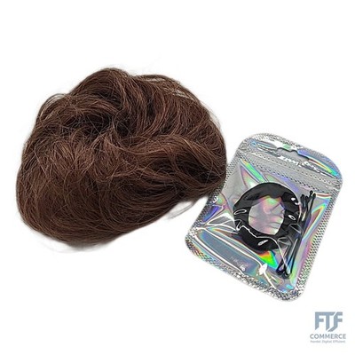 FESHFEN 100% Echthaar Haarteile Dutt Haargummi - Haarteil Gummiband mit Haaren W