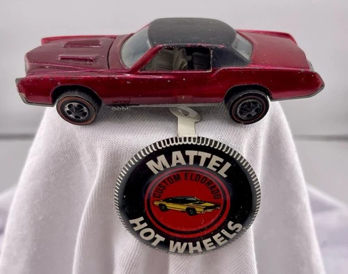 Hot Wheels Redline Car 1968 Red Custom Cadillac El Dorado W/Button # 23