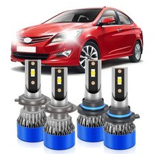 H7 9005 LED Bulbs Hyundai Elantra 2014-2018 High Low Beam 6000K 4pc