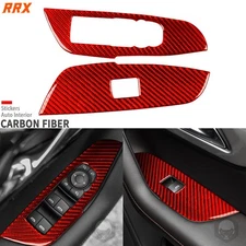 Red Carbon Fiber Front Window Lift Switch Panel Trim For Chevrolet Blazer 19-25