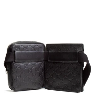 Sac ceinture double poche GUCCI Signature Guccissima Noir OUTLET VENTE FINALE