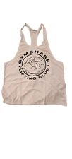 Gymshark Men's Large White Legacy Stringer Tank Top Lifting Club Shark Grphc New