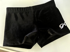 GREAT GK Elite Child Small Gym Cheer Dance leotard shorts Black Velour AXS SU20A