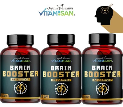 3 Bottles Brain Booster 38 Factor   Mental Clarity & Brain Health   270 Caps