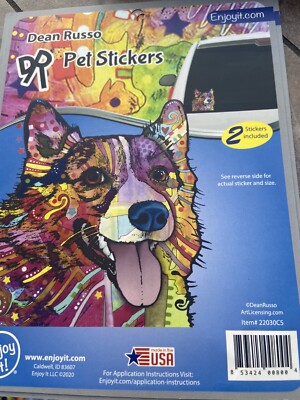 Enjoy It Dean Russo Corgi Dog Car Stickers, 2 Pieces New