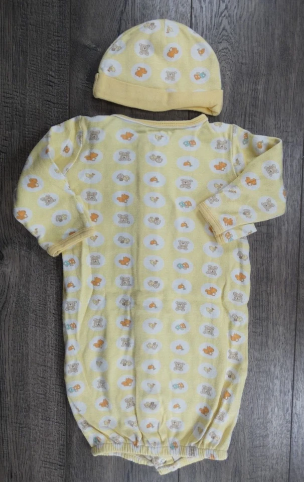 Baby Clothes Babies R Us 0-3 Month 2pc Yellow Forest Friends Sleep Gown - Image 3 of 3