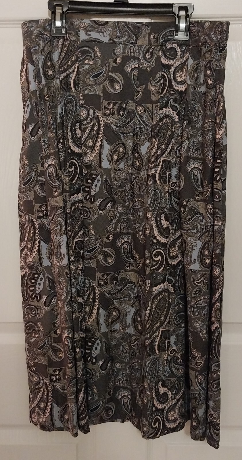 Boho Midi Skirt Medium Gypsy Vintage Peasant Paisley in Grey Pink Blue-image