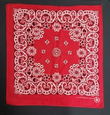 Vintage Red Paisley Bandana, 19" Made In USA. RN 15187, 100 Cotton.