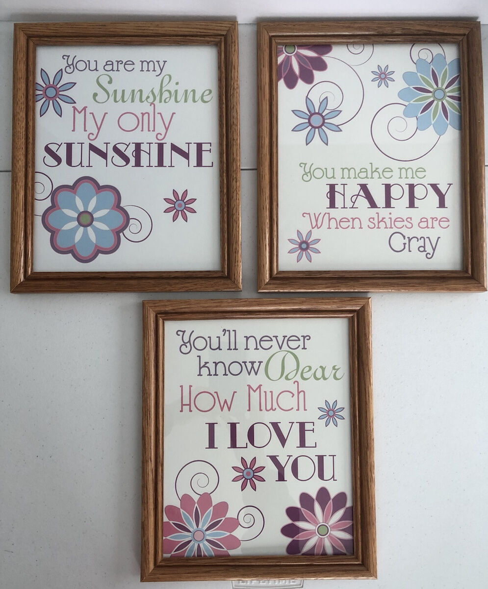 Nursery Decor: 3 Framed You Are My Sunshine Lyrics 8”x11” Baby Shower Mom  Gift