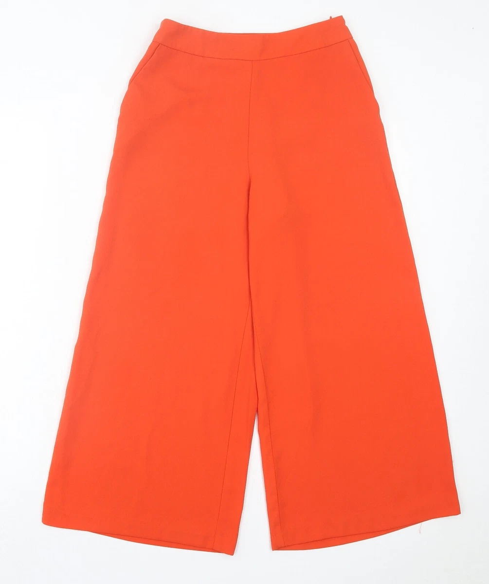 Primark Womens Orange Polyester Trousers Size 6 L23 in Regular Zip