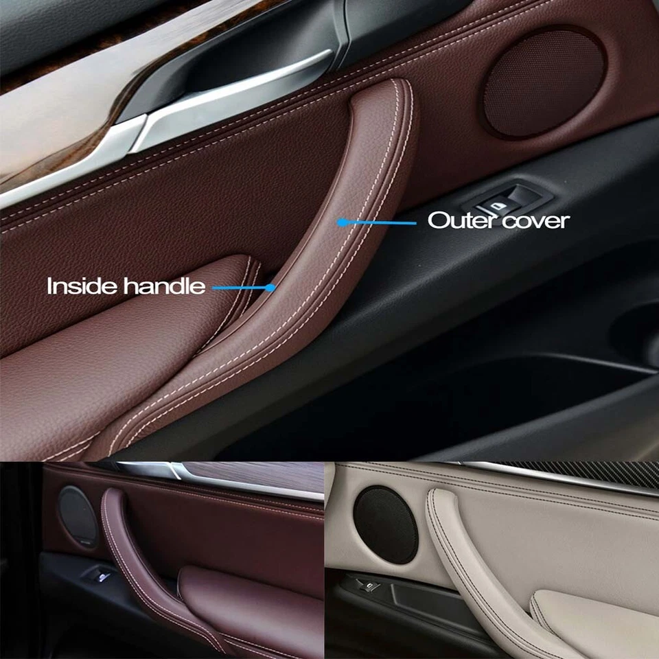 Beige Right Door Pull Handle Outer Leather Cover Trim For BMW X5 X6 F15/16 14-18 - Image 3 of 4